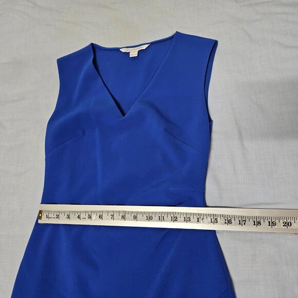 Diane Von Furstenberg Megan Sheath Dress Women Size 8 Blue Sleeveless Side Zip - Picture 9 of 16
